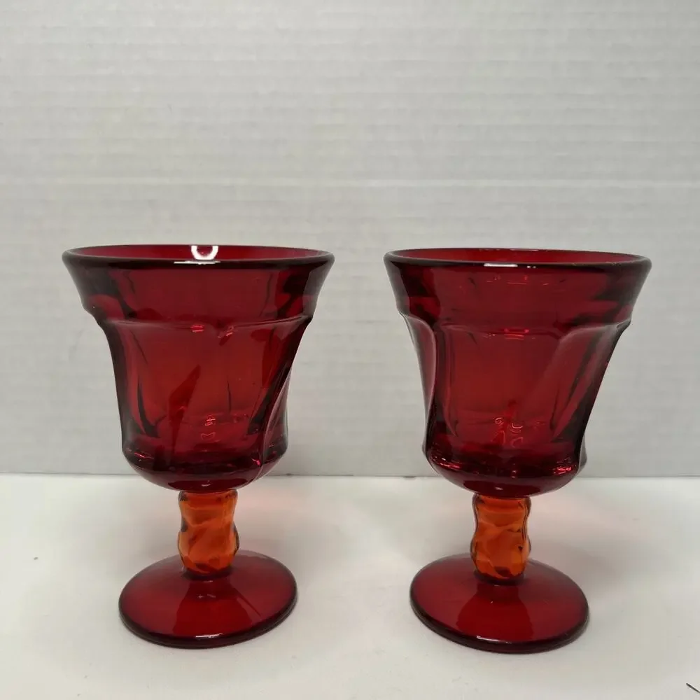 Vtg Fostoria Glass Jamestown Ruby Red Wine 4.5